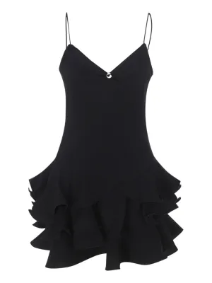 Coperni Logo Plaque Ruffle Mini Dress