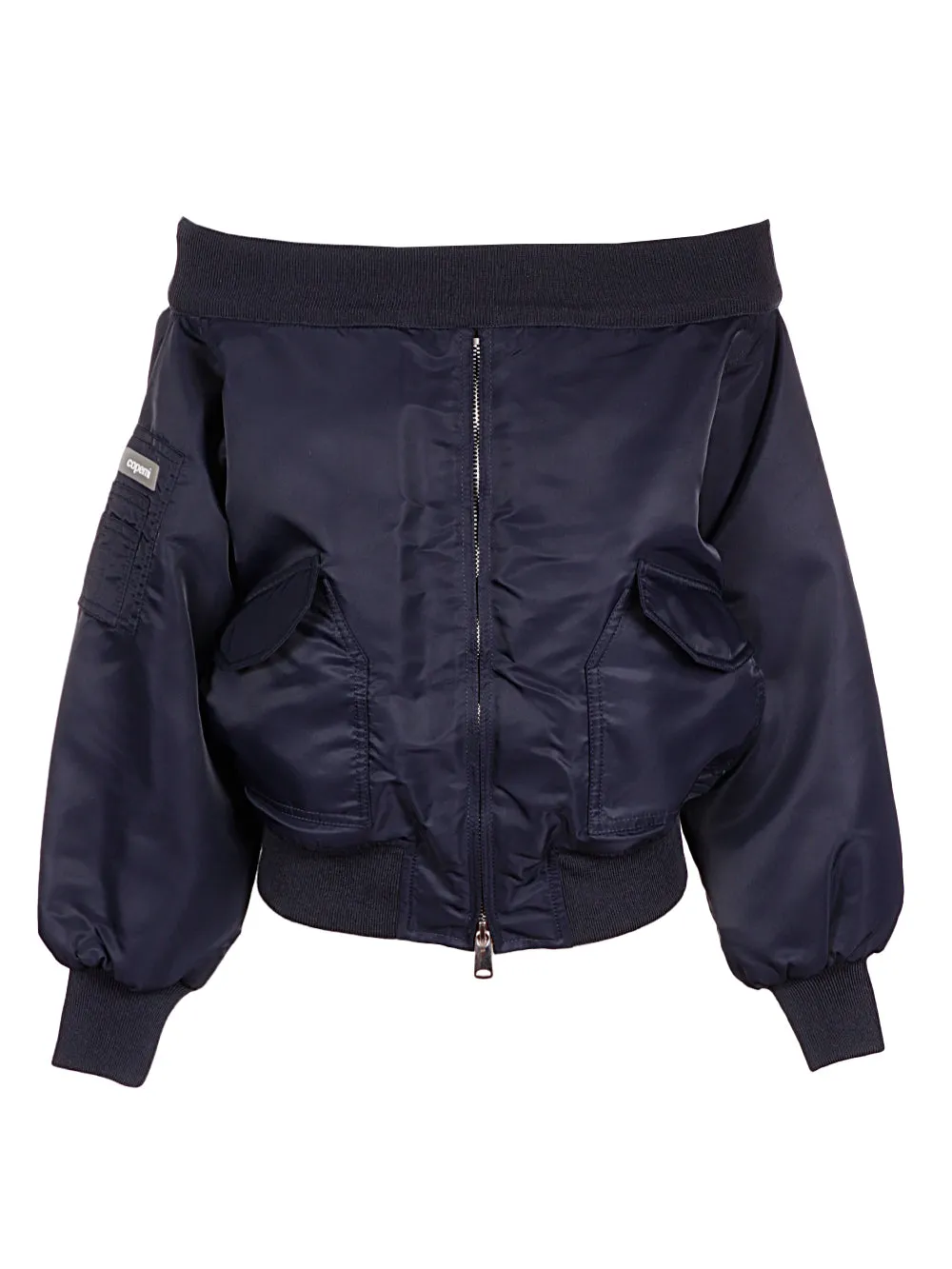 Coperni Off Shoulder Zipped Bomber Jacket
