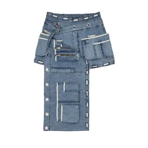 Diesel Asymmetric Denim Mini Skirt