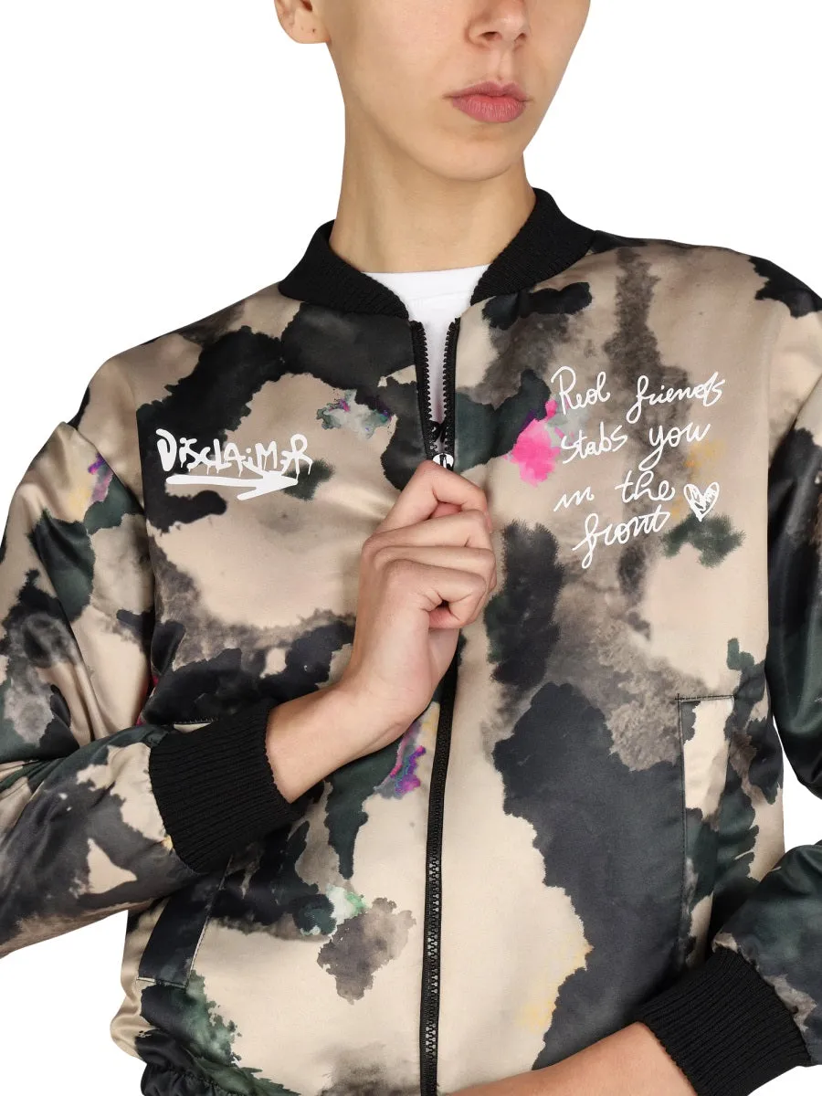 Disclaimer Camouflage Print Zipped Jacket