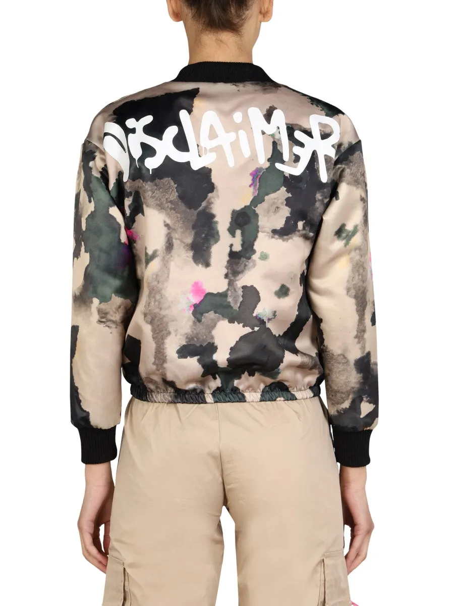 Disclaimer Camouflage Print Zipped Jacket