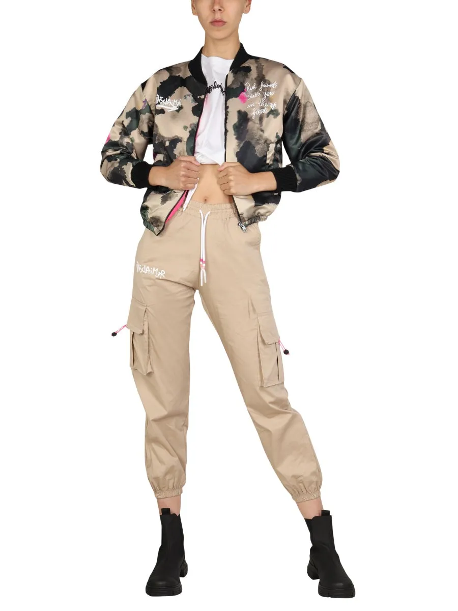 Disclaimer Camouflage Print Zipped Jacket