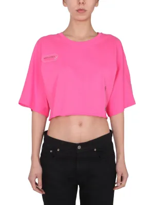 Disclaimer Logo Print Cropped T-Shirt