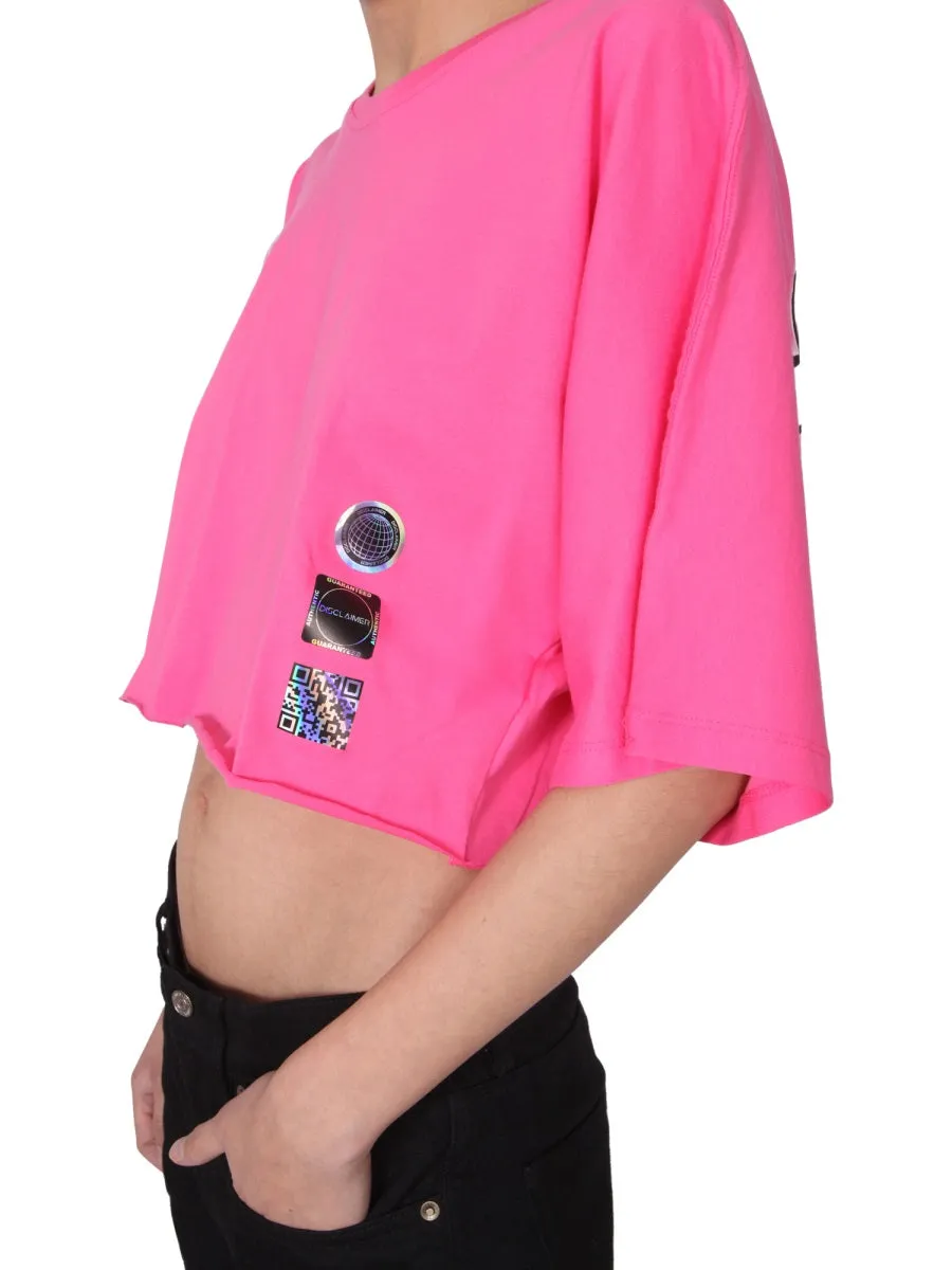 Disclaimer Logo Print Cropped T-Shirt