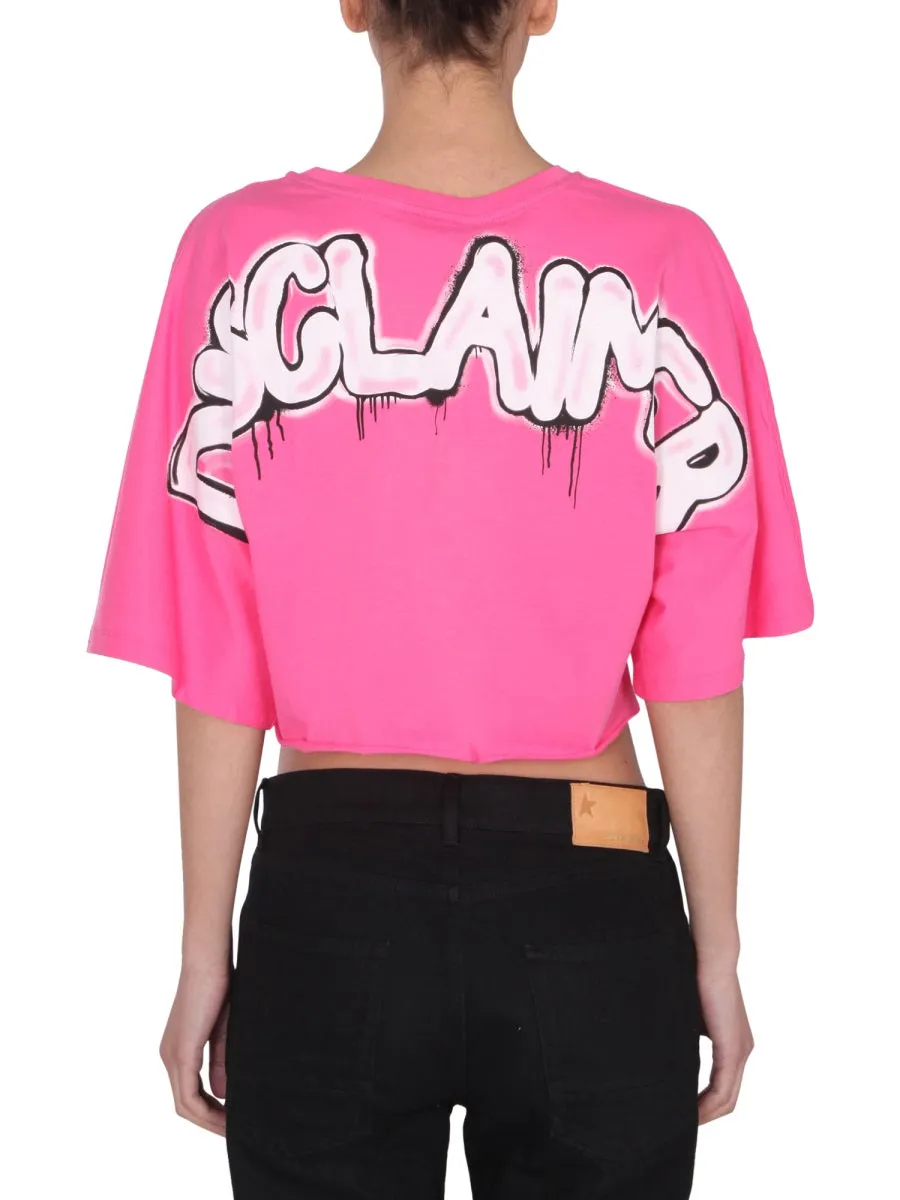 Disclaimer Logo Print Cropped T-Shirt