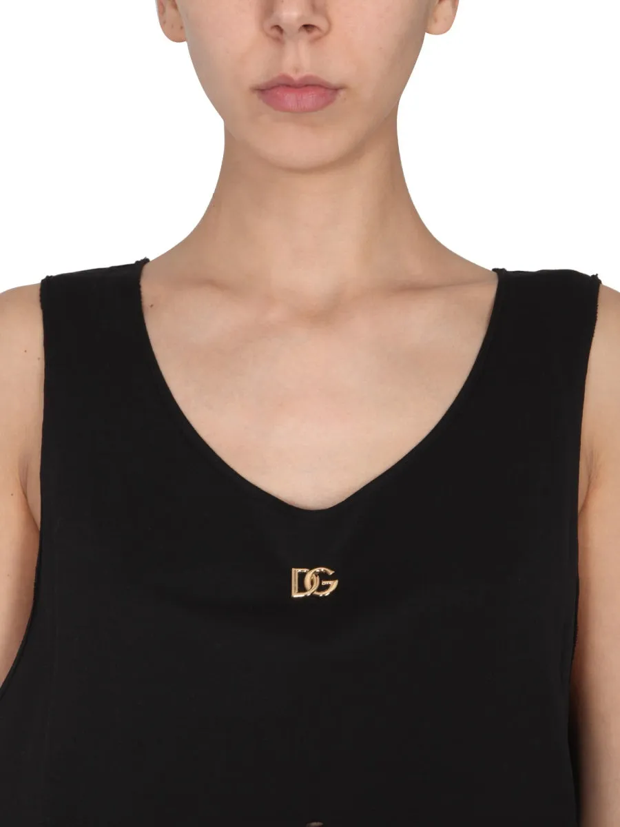 Dolce & Gabbana Distressed U-Neck Tank Top