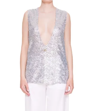 Dolce & Gabbana Glitter V-Neck Sleeveless Top