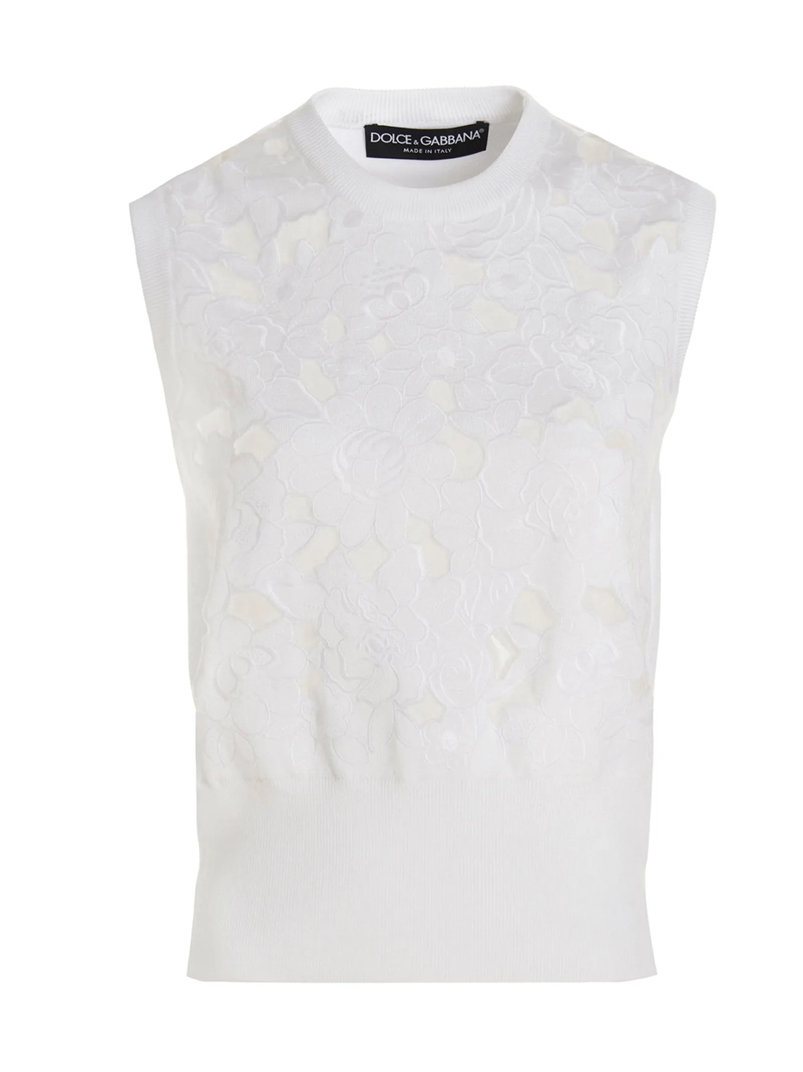 Dolce & Gabbana Lace Detailed Sleeveless Crewneck Top
