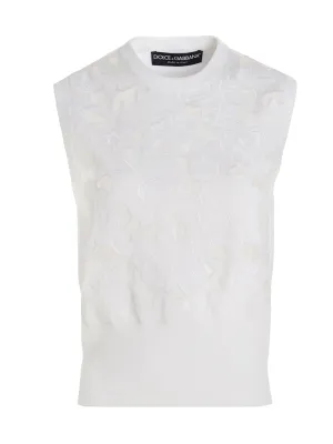 Dolce & Gabbana Lace Detailed Sleeveless Crewneck Top