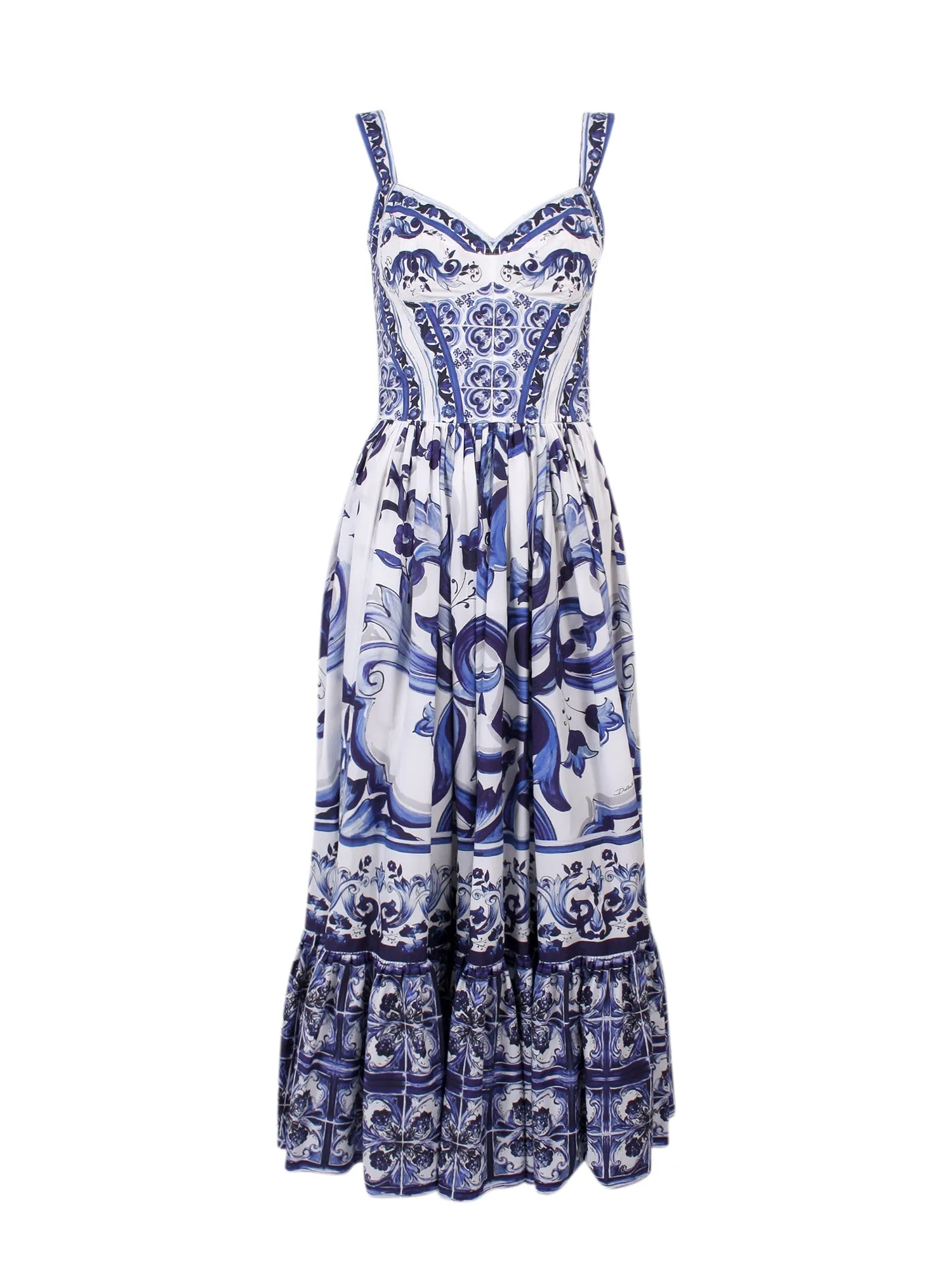 Dolce & Gabbana Majolica-Print Bustier Dress
