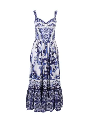 Dolce & Gabbana Majolica-Print Bustier Dress