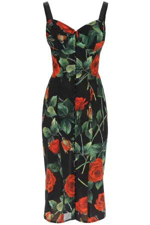 Dolce & Gabbana Rose Print Midi Dress