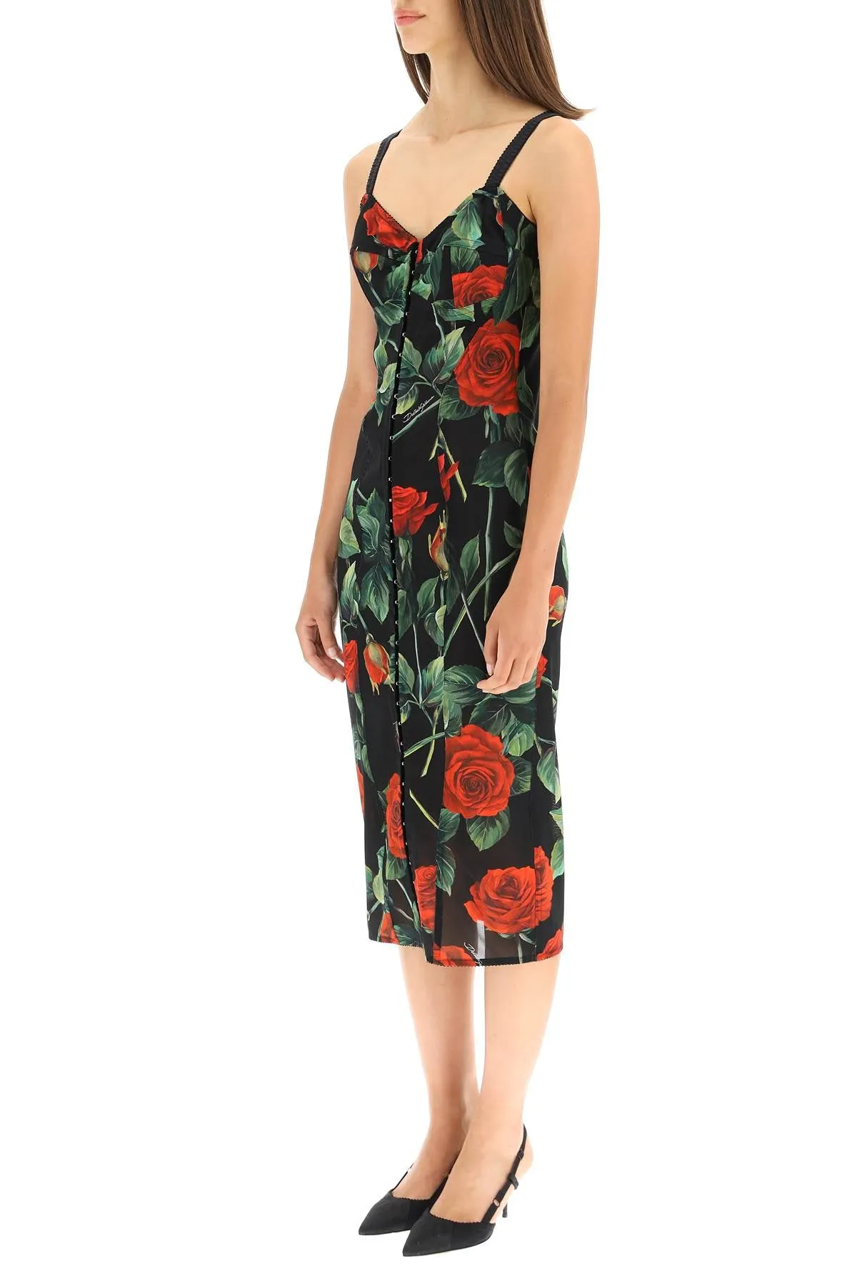 Dolce & Gabbana Rose Print Midi Dress