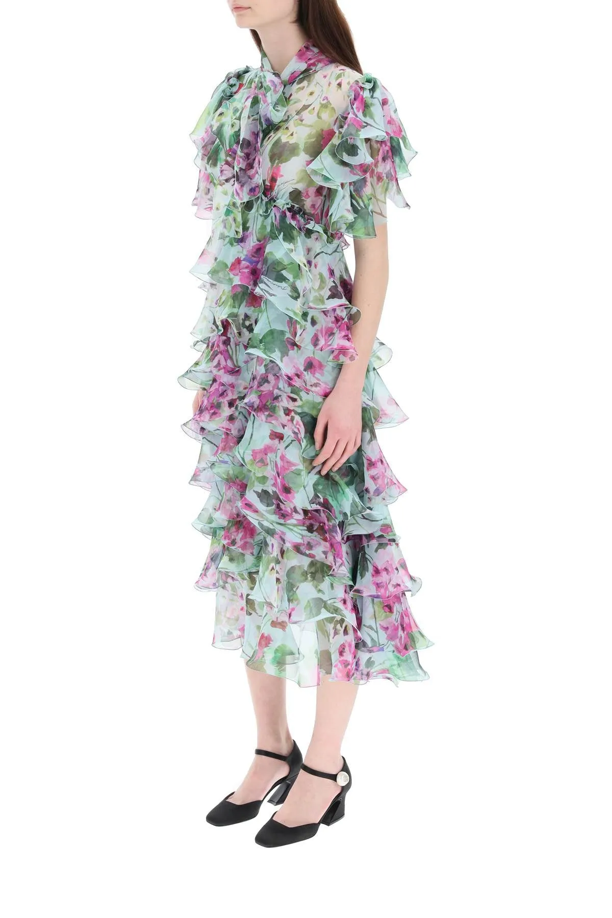 Dolce & Gabbana Ruffled Chiffon Midi Dress
