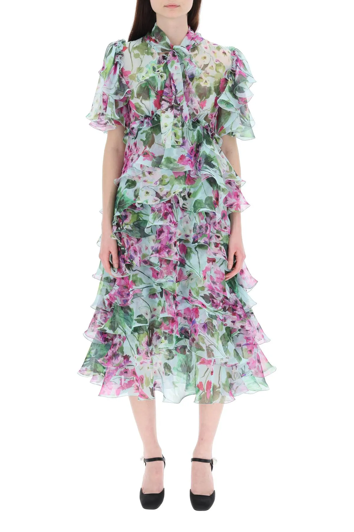 Dolce & Gabbana Ruffled Chiffon Midi Dress