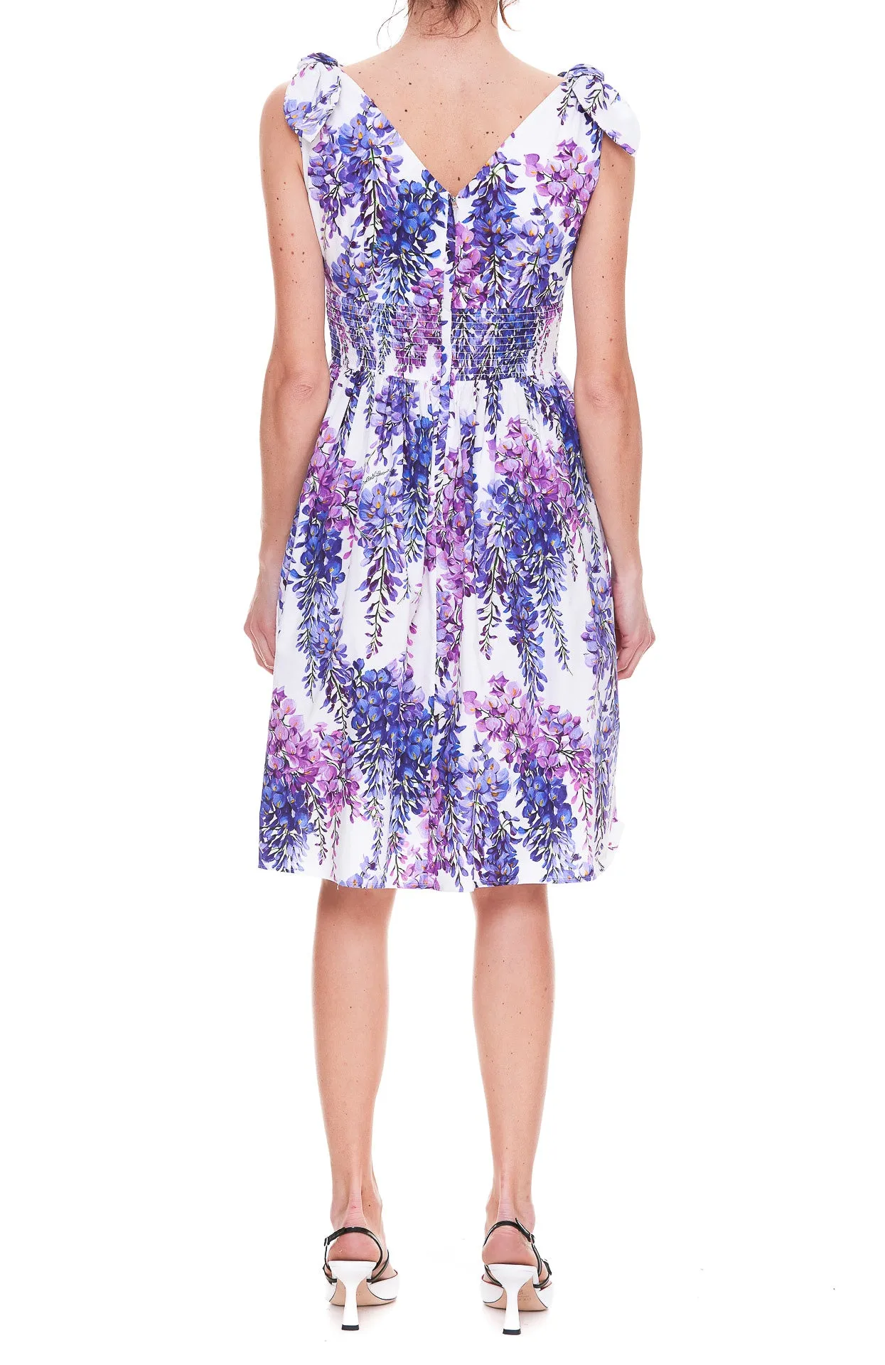 Dolce & Gabbana Wisteria-Print Poplin Midi Dress