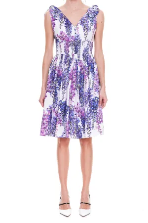 Dolce & Gabbana Wisteria-Print Poplin Midi Dress