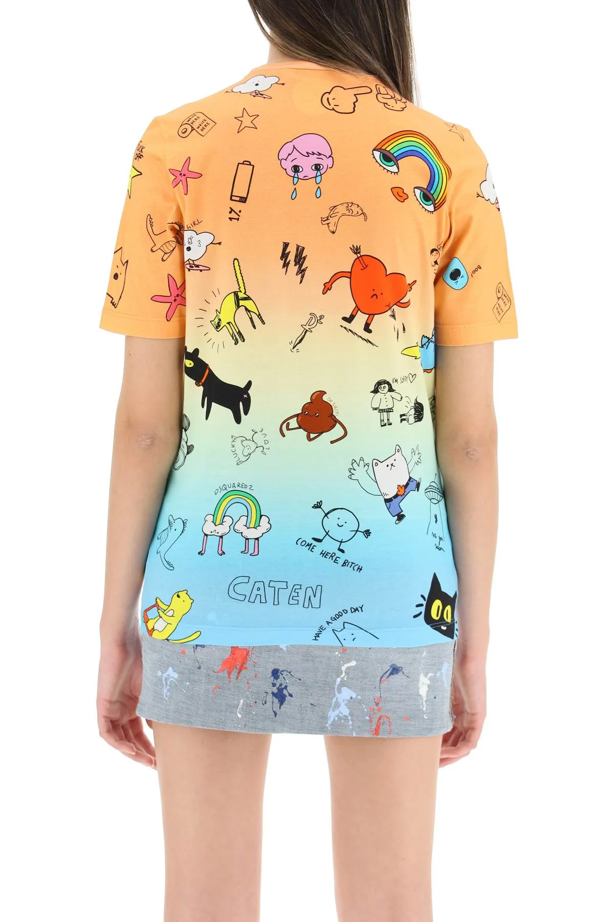 Dsquared2 Allover Graphic Print Gradient T-Shirt