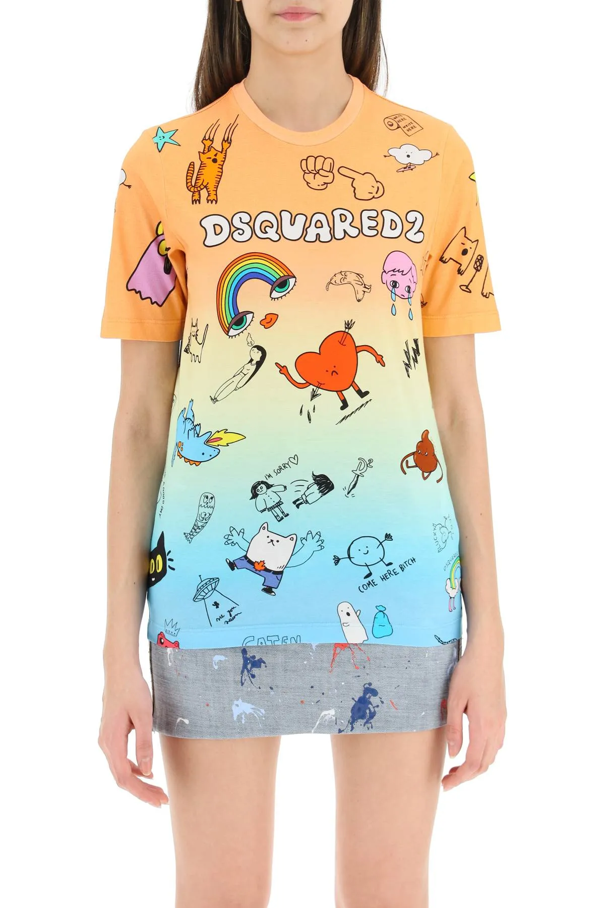 Dsquared2 Allover Graphic Print Gradient T-Shirt