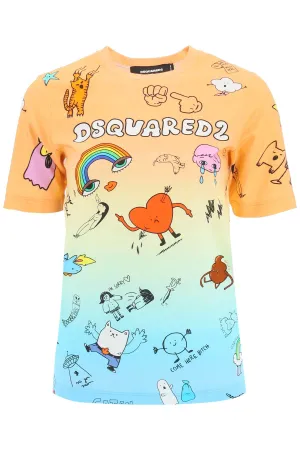 Dsquared2 Allover Graphic Print Gradient T-Shirt