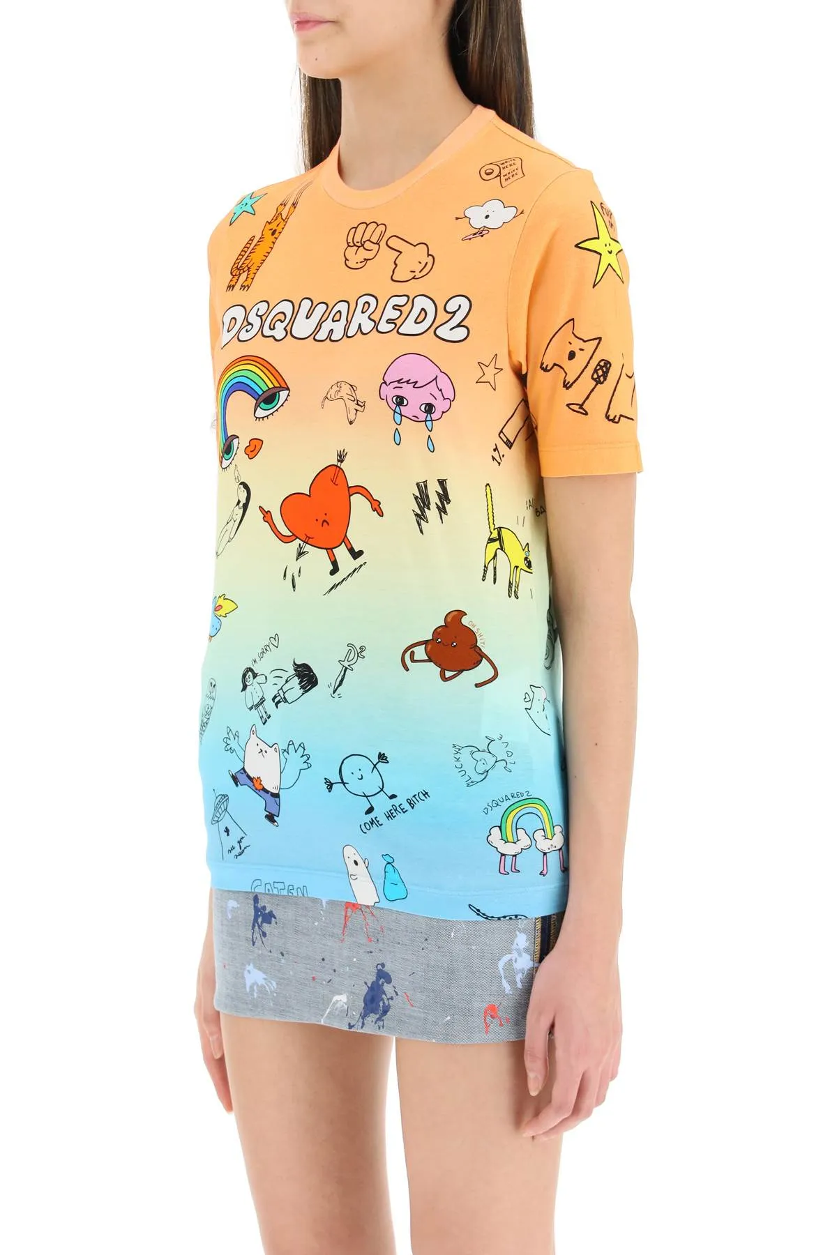 Dsquared2 Allover Graphic Print Gradient T-Shirt