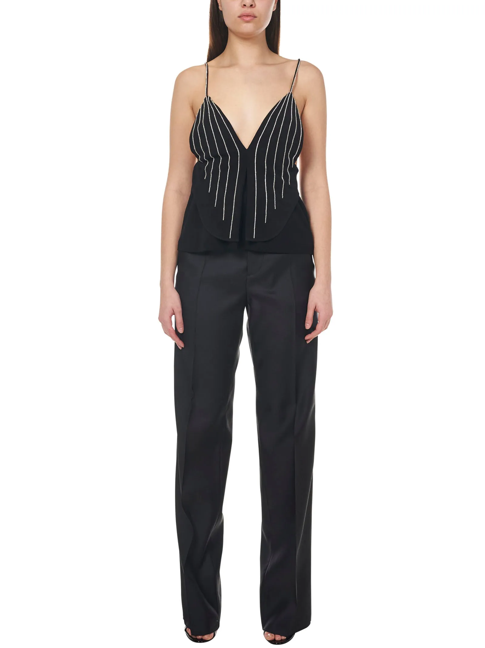 Dsquared2 Crystal Embellished V-Neck Low Back Top