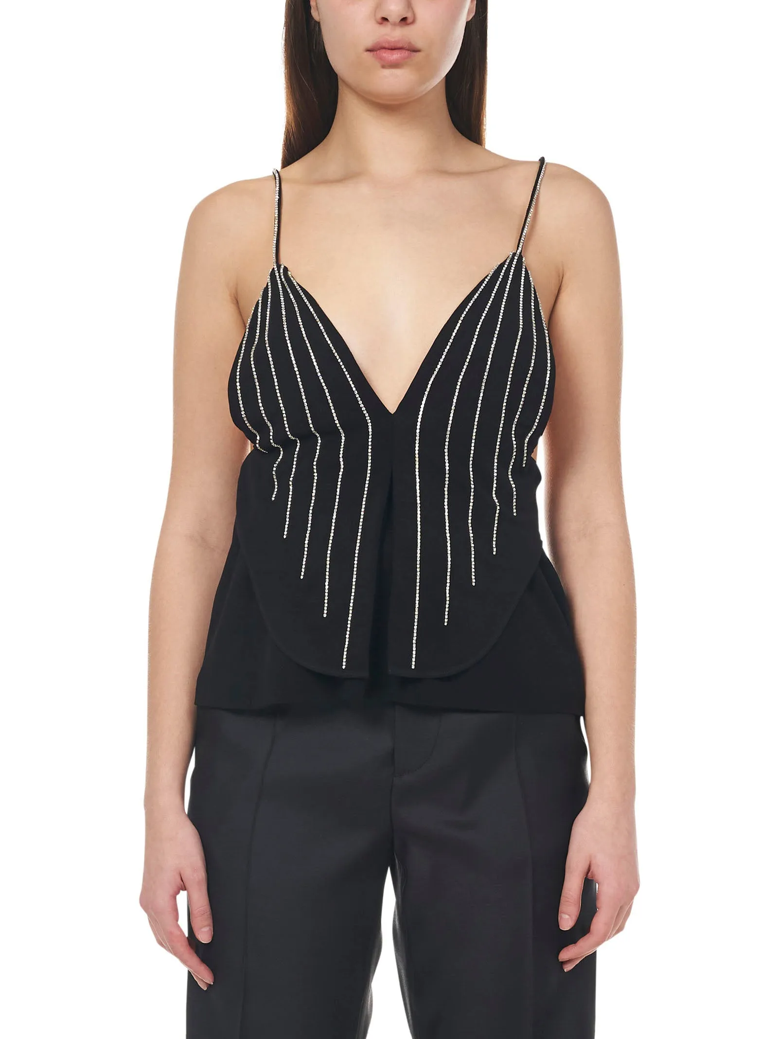 Dsquared2 Crystal Embellished V-Neck Low Back Top