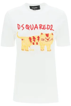 Dsquared2 Logo Embroidered Crewneck T-Shirt