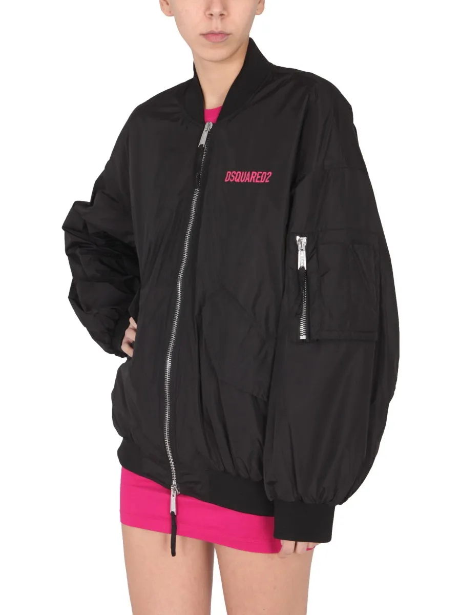 Dsquared2 Logo Printed Zip-Up Jacket