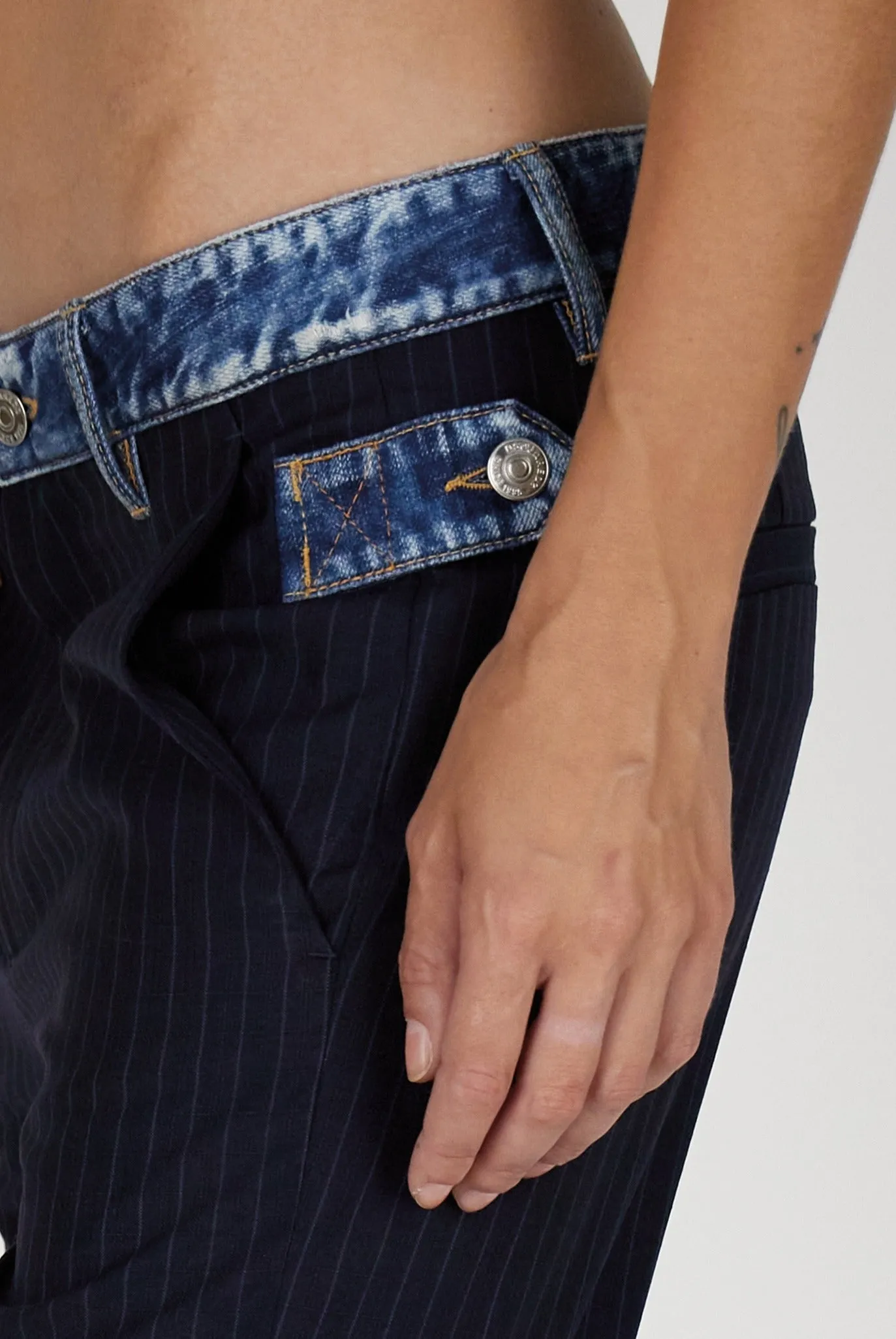 Dsquared2 Pinstripe Denim Trim Slim Fit Trousers