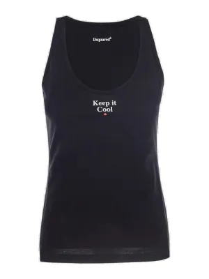 Dsquared2 Slogan Print Scoop Neck Tank Top