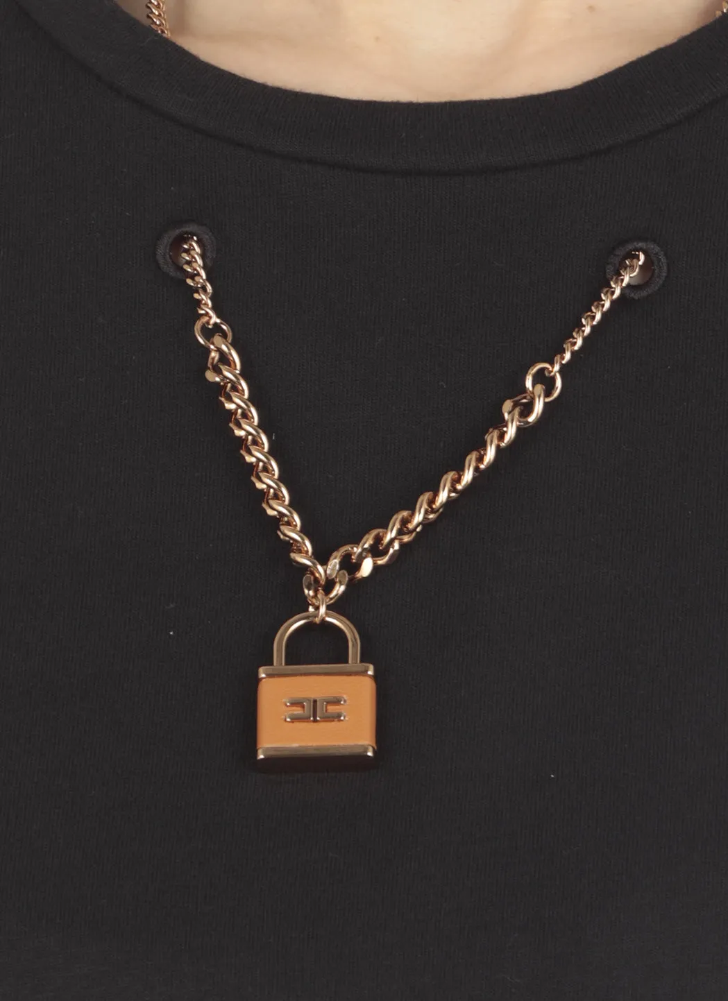 Elisabetta Franchi Chain Detailed Crewneck T-Shirt