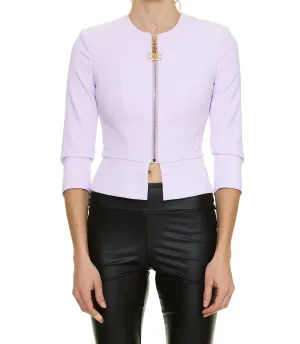 Elisabetta Franchi Logo Charm Zipped Double Layer Jacket