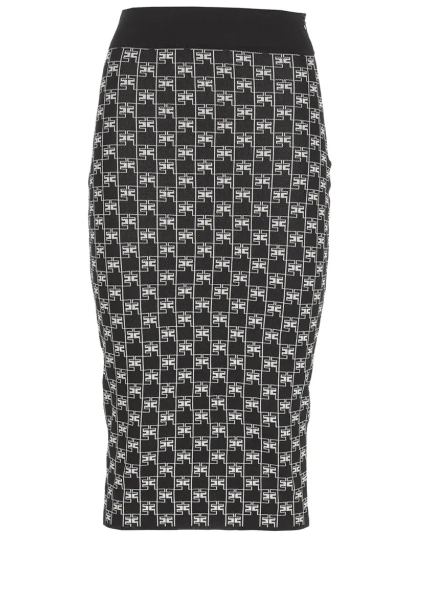 Elisabetta Franchi Logo Jacquard Knitted Pencil Skirt