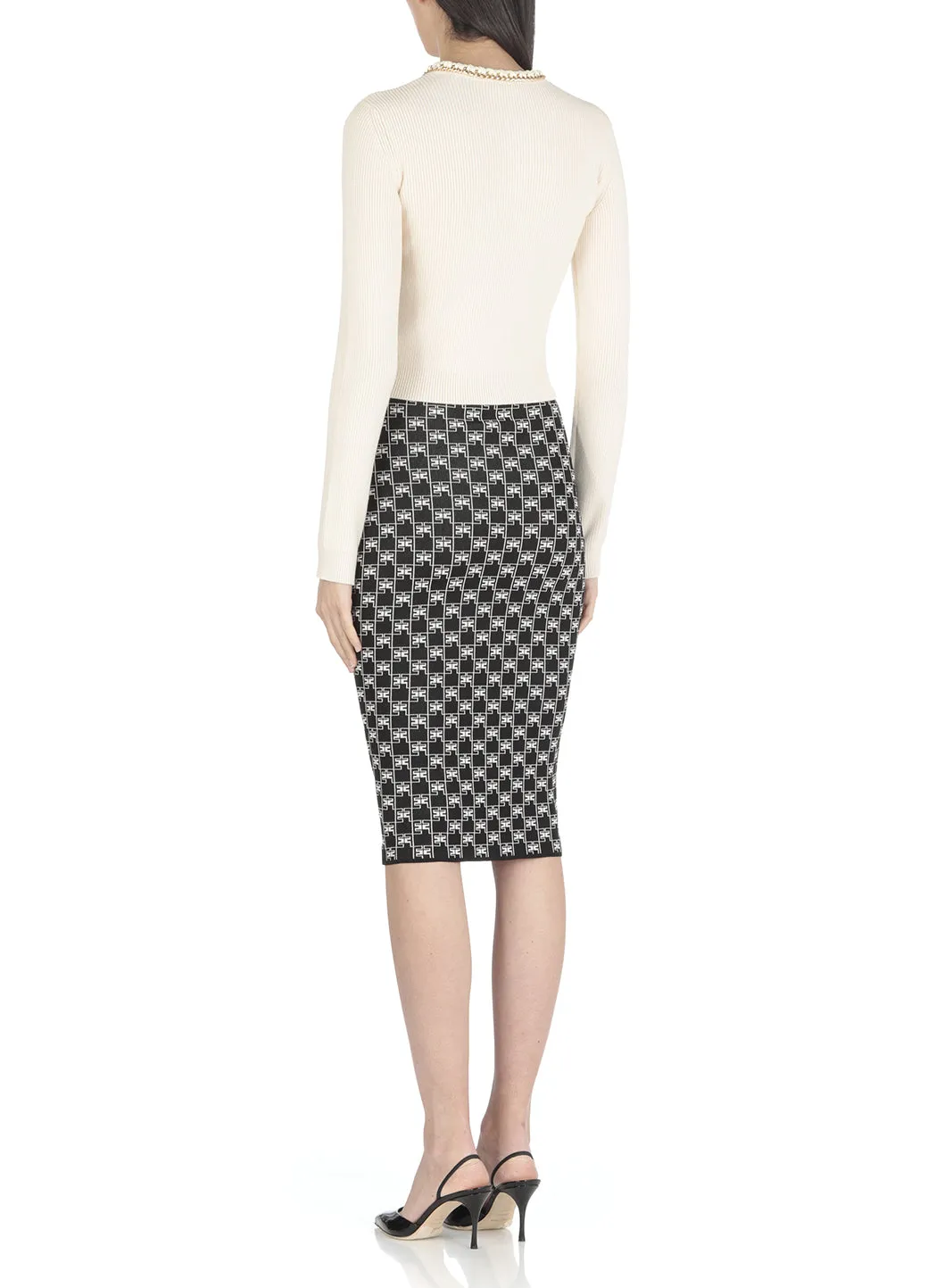 Elisabetta Franchi Logo Jacquard Knitted Pencil Skirt