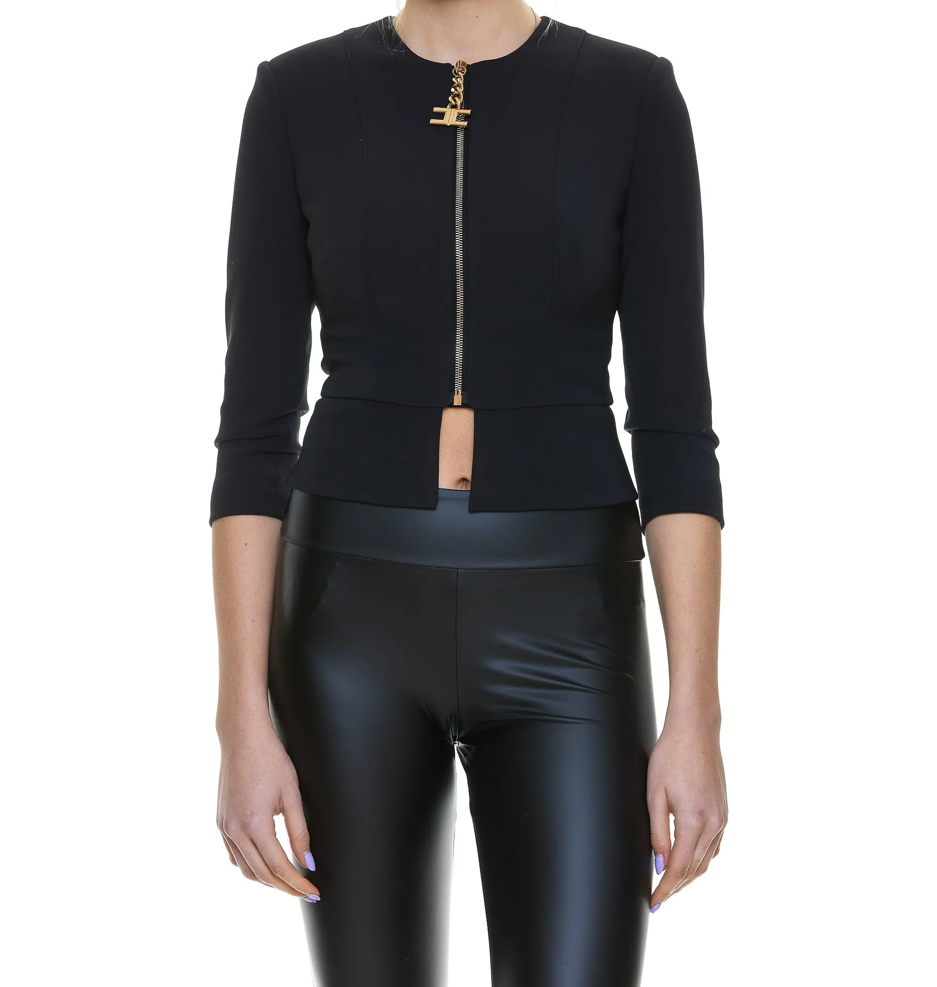 Elisabetta Franchi Logo Plaque Zip-Up Jacket