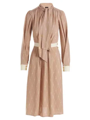 Elisabetta Franchi Scarf Collared Shirt Dress