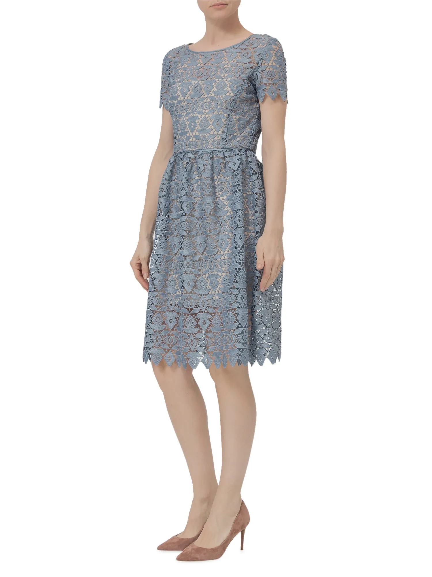 Emporio Armani Macrame Short-Sleeved Midi Dress