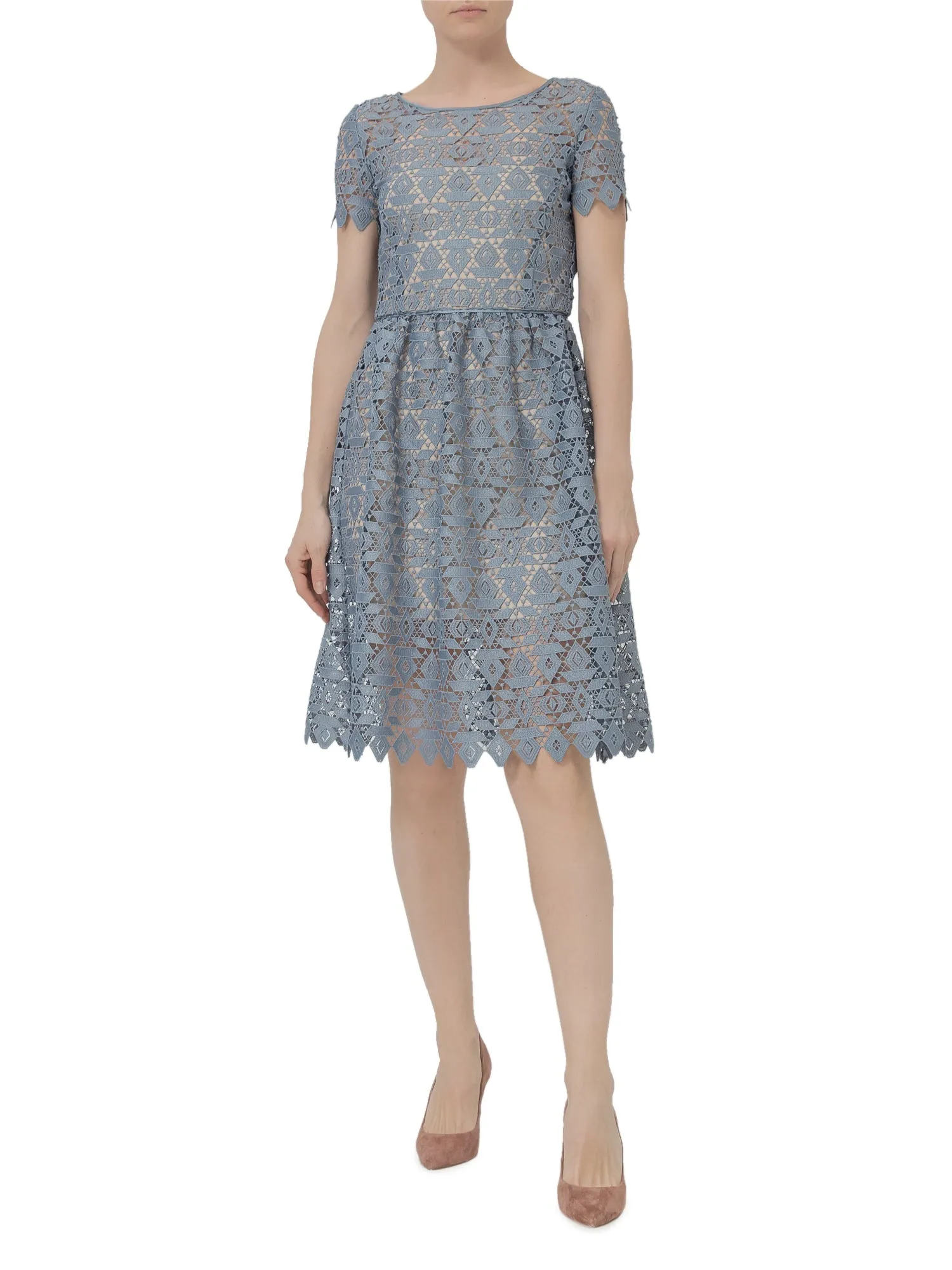 Emporio Armani Macrame Short-Sleeved Midi Dress