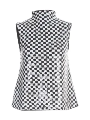 Emporio Armani Sequin Embellished Mock Neck Top