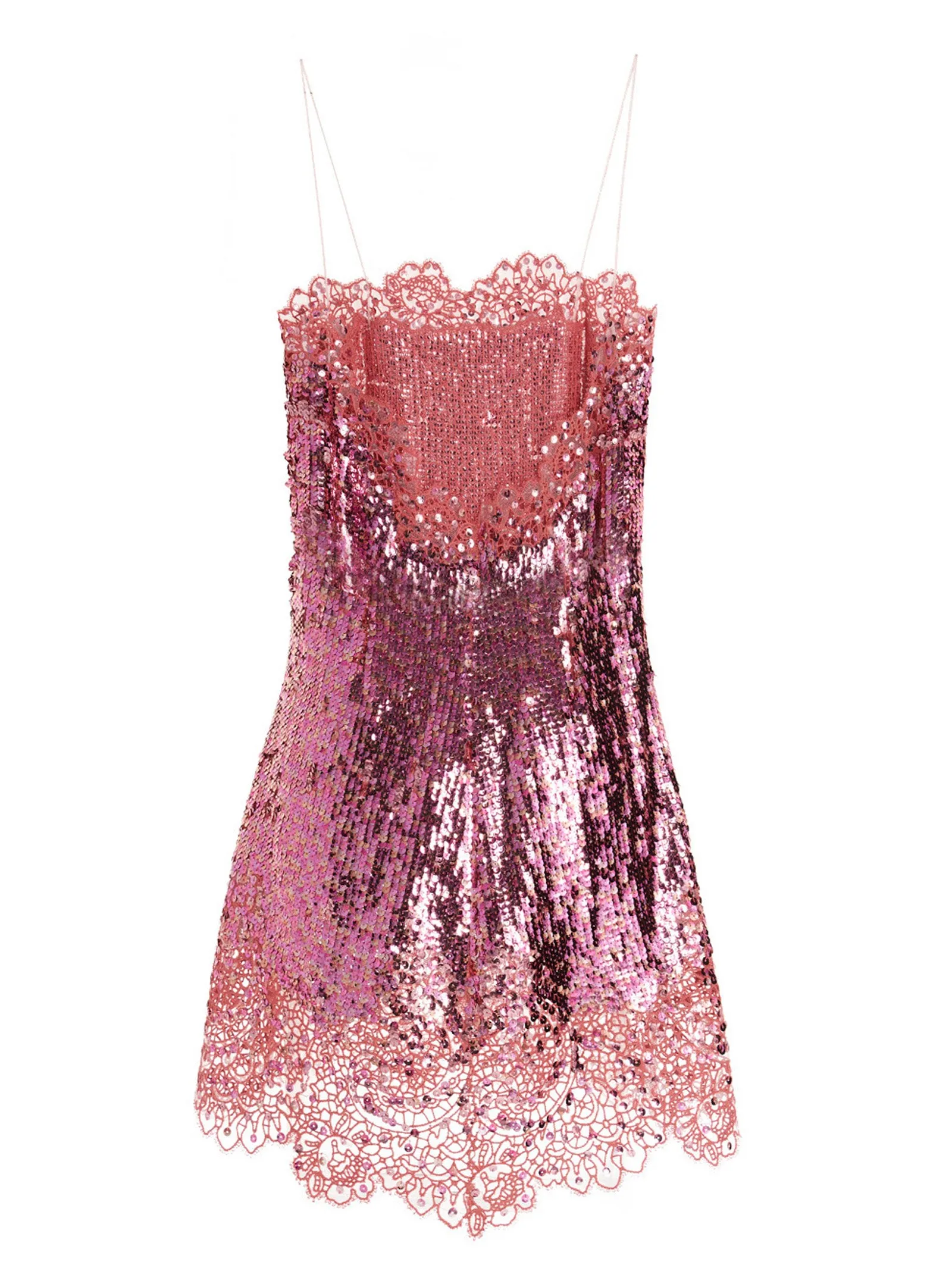 Ermanno Scervino Sequinned Lace-Detailed Mini Dress