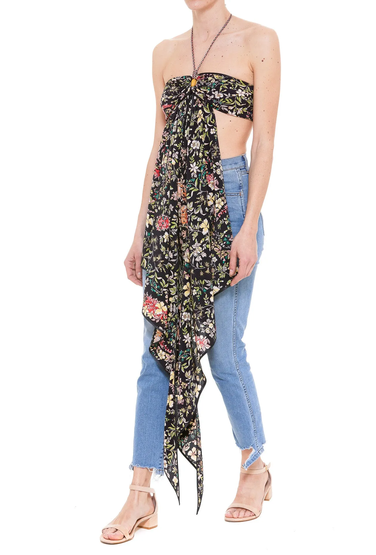Etro Floral Printed Draped Halterneck Top