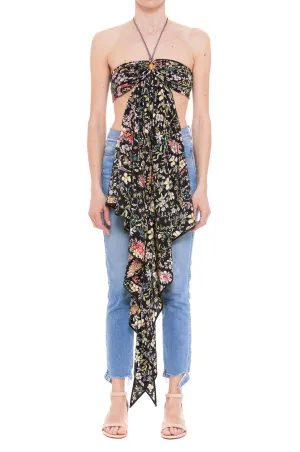 Etro Floral Printed Draped Halterneck Top