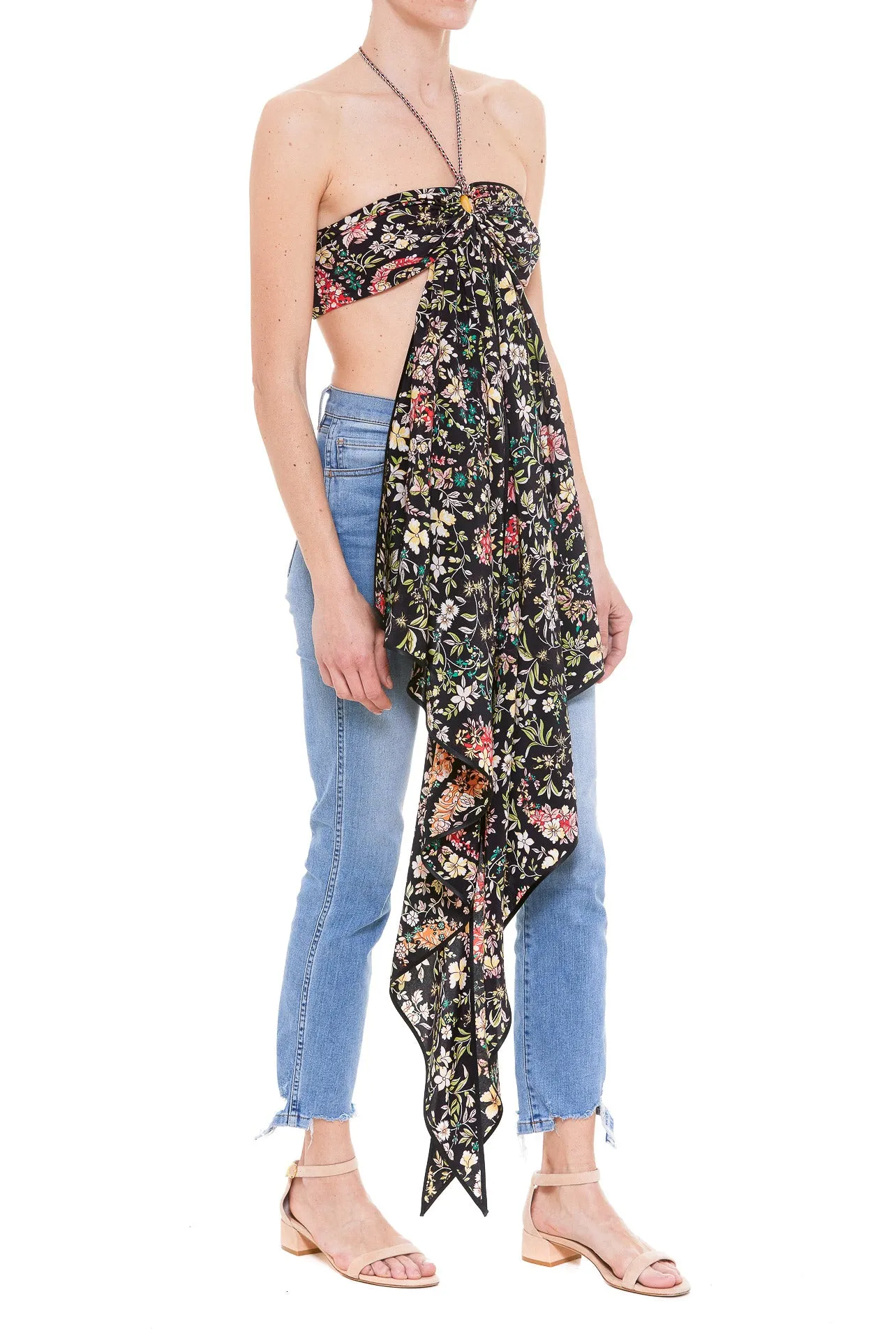 Etro Floral Printed Draped Halterneck Top