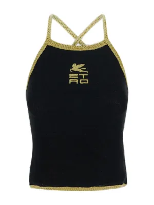 Etro Logo Embroidered Knitted Tank Top