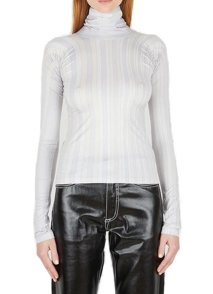 Eytys Ariel Stipe Detail Turtleneck Long Sleeve Top