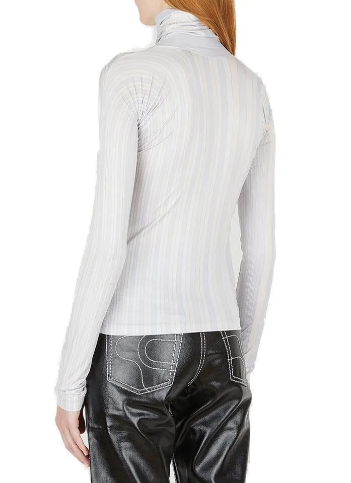 Eytys Ariel Stipe Detail Turtleneck Long Sleeve Top