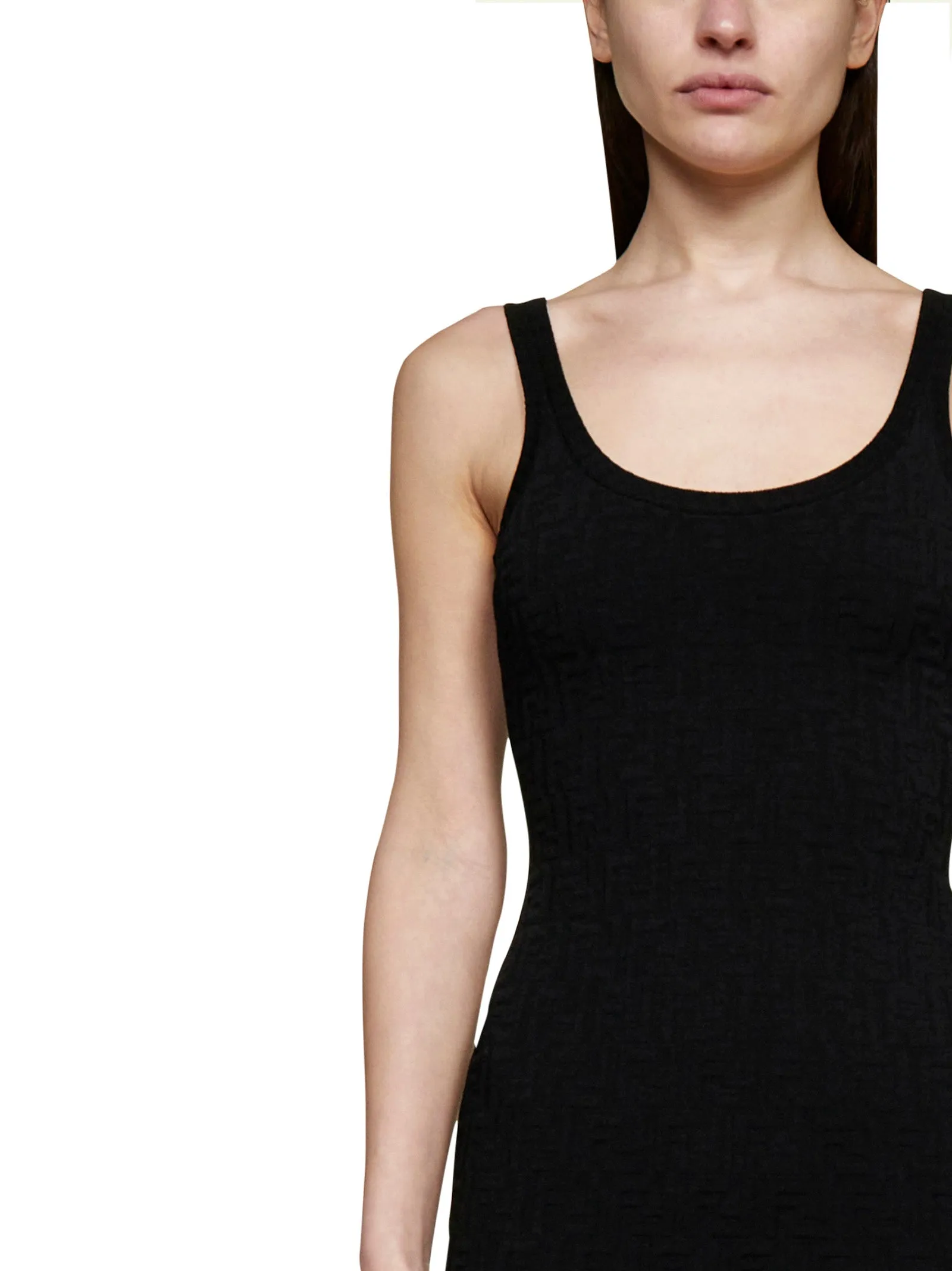 Fendi FF Embossed Sleeveless Midi Dress