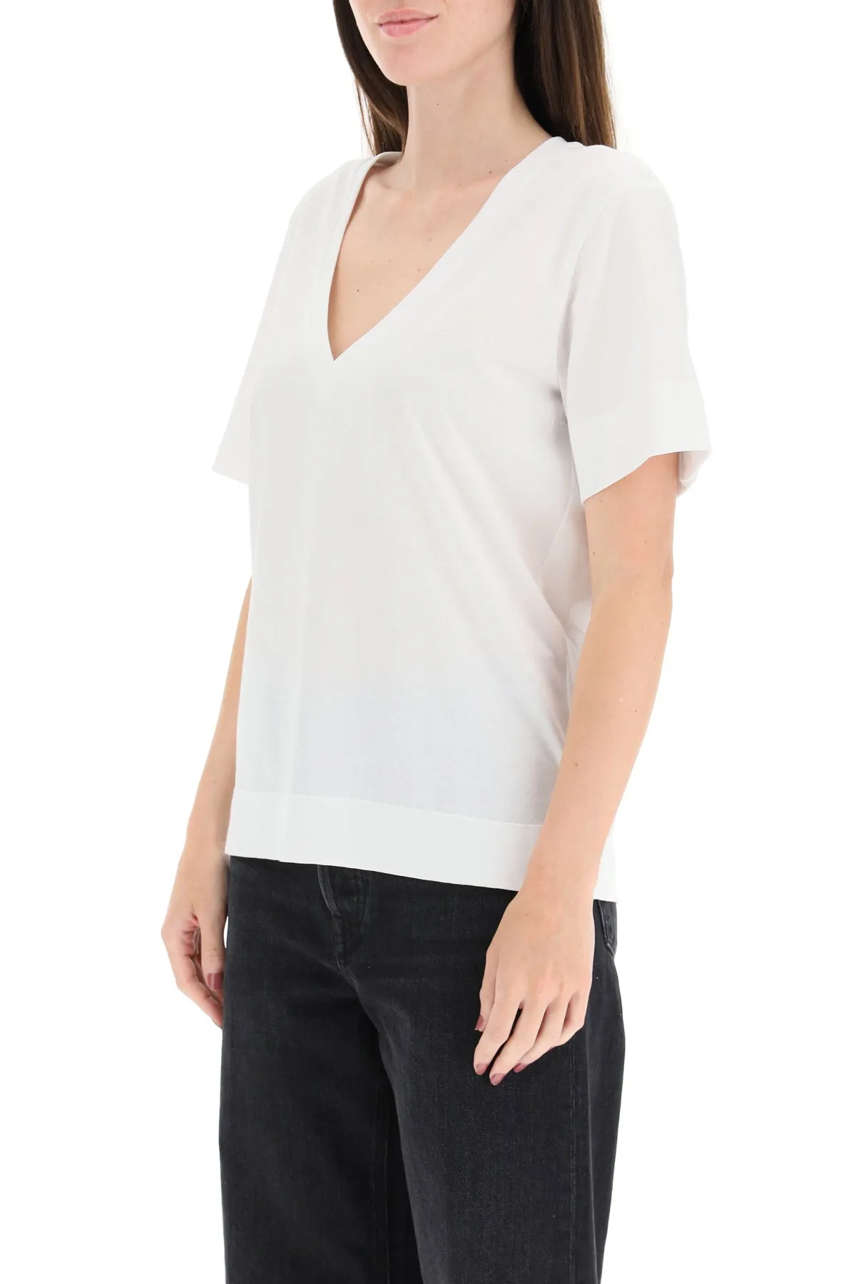 Ganni Software Jersey V-Neck T-Shirt