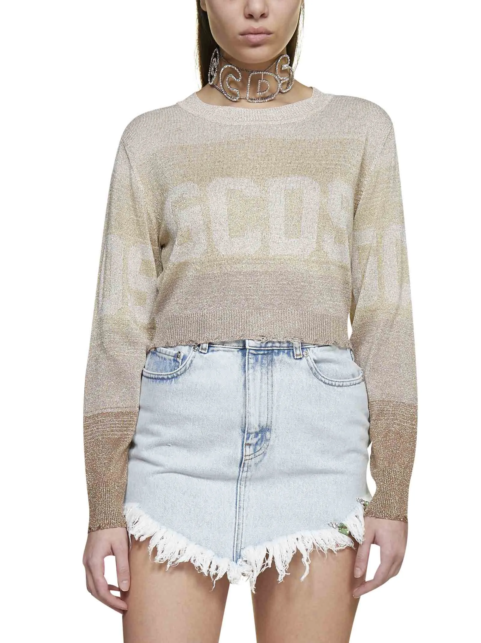 GCDS Bling Mini Denim Skirt